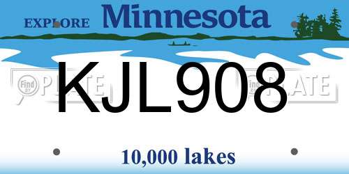 KJL908 Minnesota License Plate