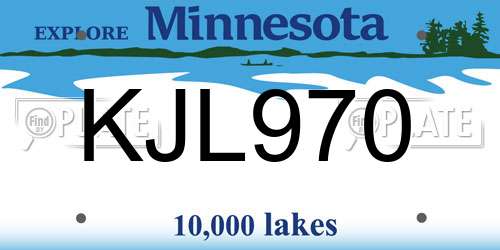 KJL970 Minnesota License Plate