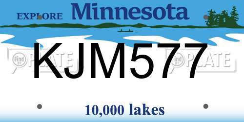 KJM577 Minnesota License Plate