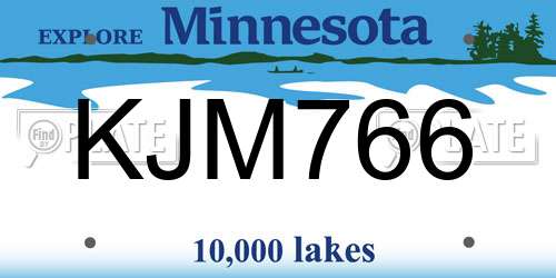 KJM766 Minnesota License Plate