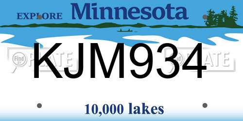 KJM934 Minnesota License Plate