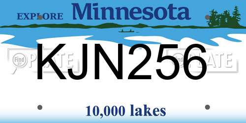 KJN256 Minnesota License Plate