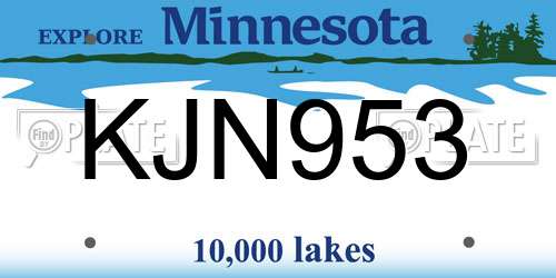 KJN953 Minnesota License Plate