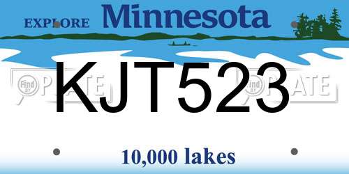 KJT523 Minnesota License Plate