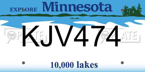 KJV474 Minnesota License Plate