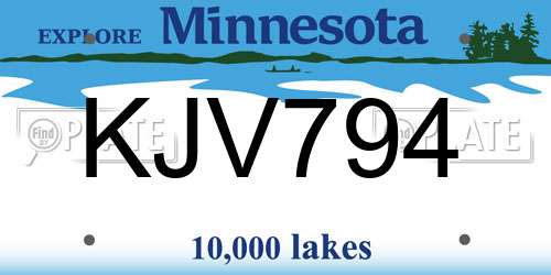 KJV794 Minnesota License Plate