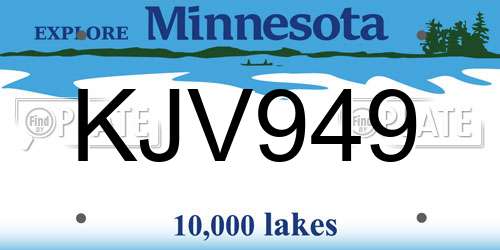 KJV949 Minnesota License Plate