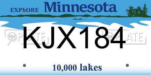 KJX184 Minnesota License Plate