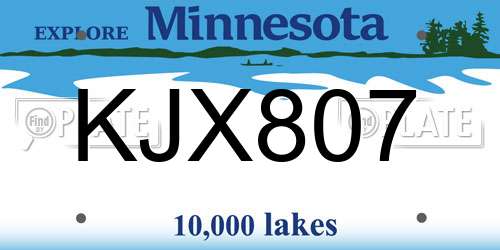KJX807 Minnesota License Plate