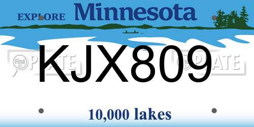 KJX809 Minnesota License Plate