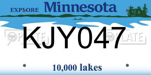 KJY047 Minnesota License Plate