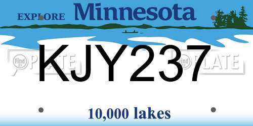 KJY237 Minnesota License Plate