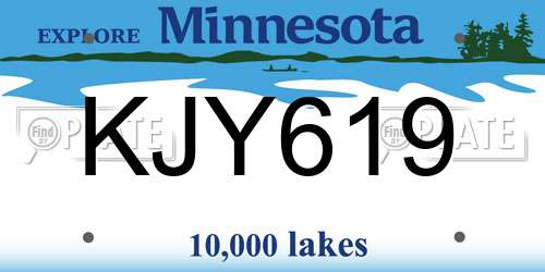 KJY619 Minnesota License Plate