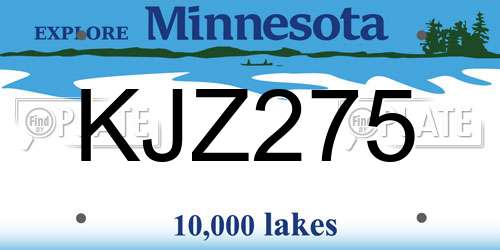 KJZ275 Minnesota License Plate