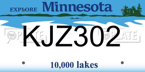 KJZ302 Minnesota License Plate