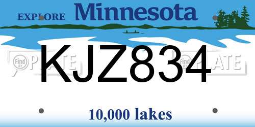 KJZ834 Minnesota License Plate