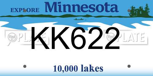 KK622 Minnesota License Plate