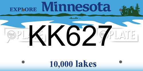 KK627 Minnesota License Plate