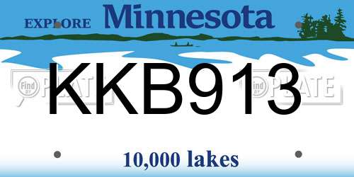 KKB913 Minnesota License Plate