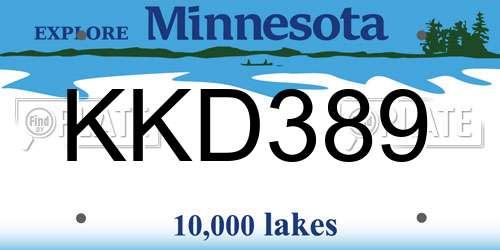KKD389 Minnesota License Plate