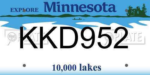 KKD952 Minnesota License Plate