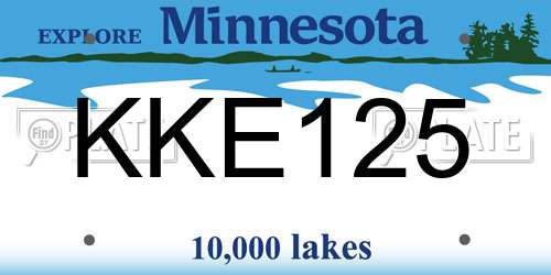 KKE125 Minnesota License Plate