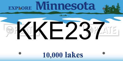 KKE237 Minnesota License Plate