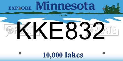 KKE832 Minnesota License Plate
