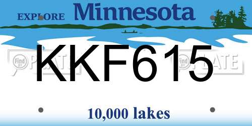 KKF615 Minnesota License Plate
