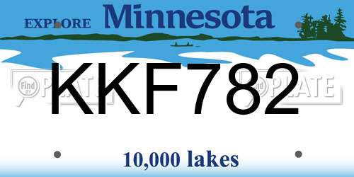 KKF782 Minnesota License Plate