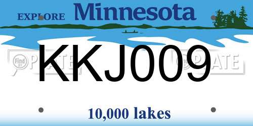 KKJ009 Minnesota License Plate