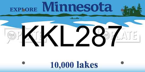 KKL287 Minnesota License Plate