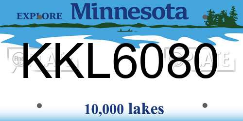 KKL6080 Minnesota License Plate