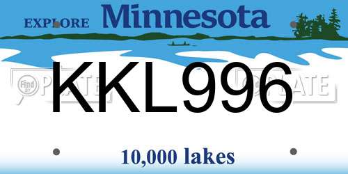 KKL996 Minnesota License Plate