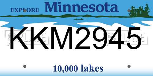 KKM2945 Minnesota License Plate