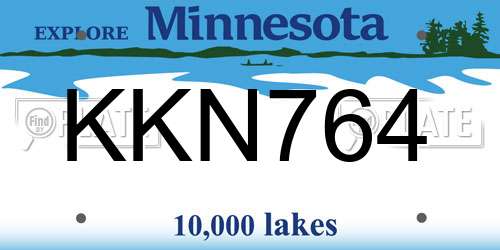 KKN764 Minnesota License Plate