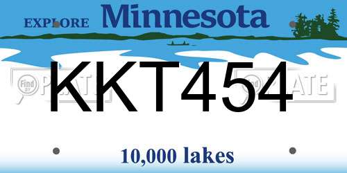 KKT454 Minnesota License Plate