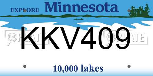 KKV409 Minnesota License Plate