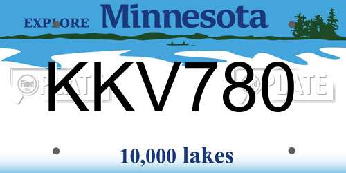 KKV780 Minnesota License Plate