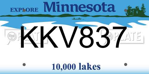 KKV837 Minnesota License Plate
