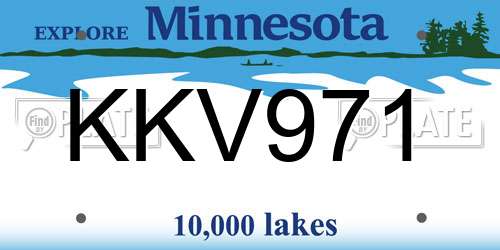 KKV971 Minnesota License Plate