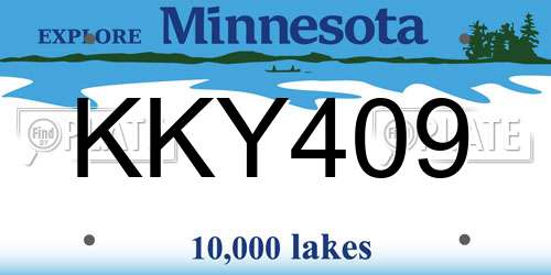 KKY409 Minnesota License Plate