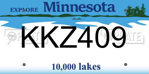 KKZ409 Minnesota License Plate