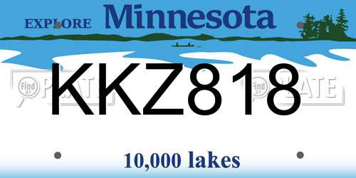 KKZ818 Minnesota License Plate