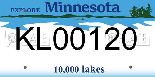 KL00120 Minnesota License Plate