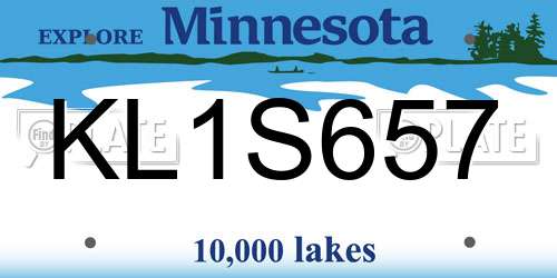 KL1S657 Minnesota License Plate