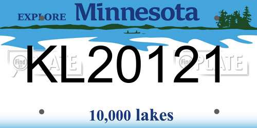KL20121 Minnesota License Plate
