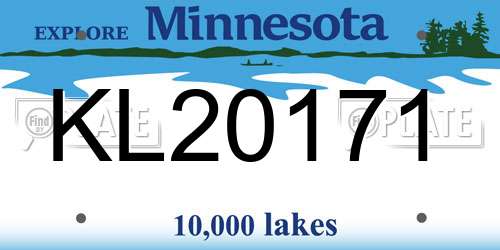 KL20171 Minnesota License Plate