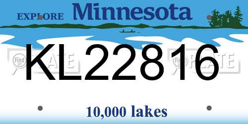 KL22816 Minnesota License Plate