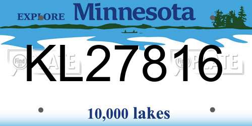 KL27816 Minnesota License Plate